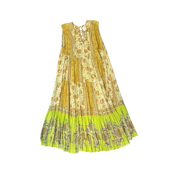 Free People Hanalei Bay Maxi Dress Sz XS Floral Yellow Festival Boho Full Sweep - Picture 1 of 7